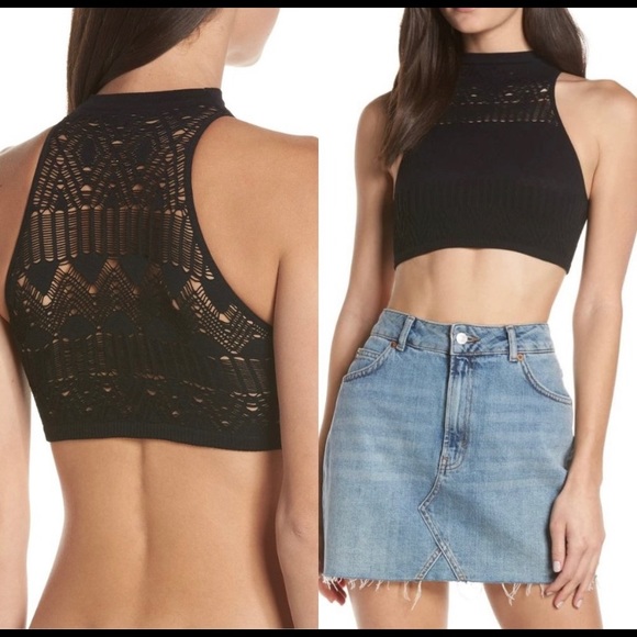 Free People So Bright Seamless Brami Top Black M/L - Picture 6 of 12